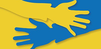 Mains aux couleurs de l'Ukraine