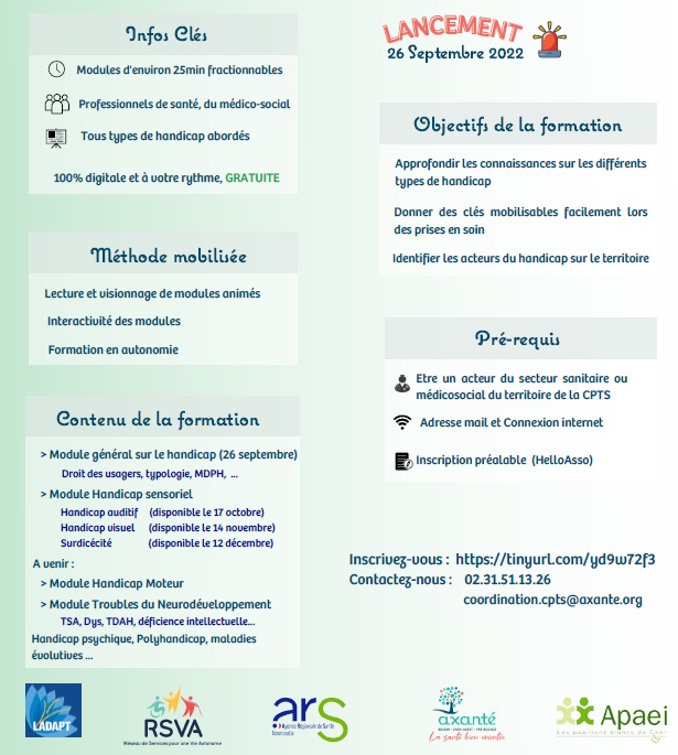 Informations formation "Prise en soin des personnes en situation de handicaps